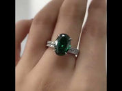 Classic Oval Cut 3.5ct Emerald Green Diamond Bridal Set