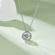 0.50 ct Dancing Diamond Halo Necklace-Evani Naomi Jewelry