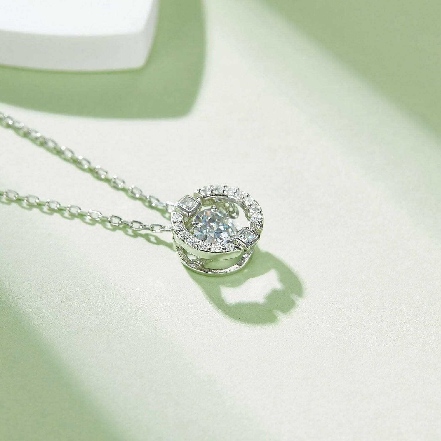 0.50 ct Dancing Diamond Halo Necklace-Evani Naomi Jewelry