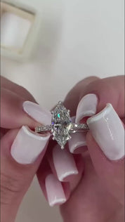 14k White Gold 1.5 Ct Marquise Cut Diamond Engagement Ring