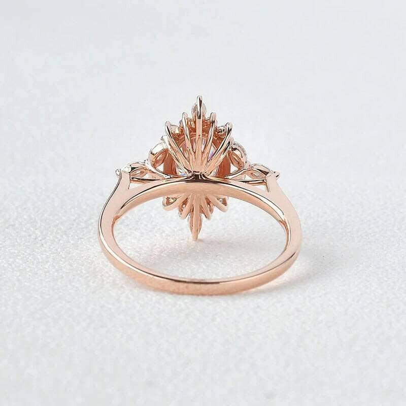 14K Gold 1.0 Ct Oval Cut Antique Flower Engagement Ring-Evani Naomi Jewelry