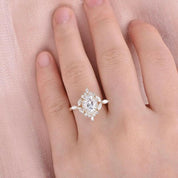 14K Gold 1.0 Ct Oval Cut Antique Flower Engagement Ring-Evani Naomi Jewelry