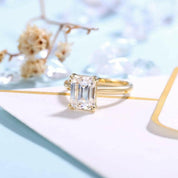 14K Yellow Gold Emerald Cut Diamond Solitaire Engagement Ring-Evani Naomi Jewelry
