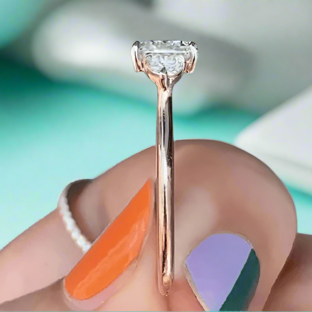 14k Rose Gold 2.5 Carat Emerald Cut Engagement Ring-Evani Naomi Jewelry