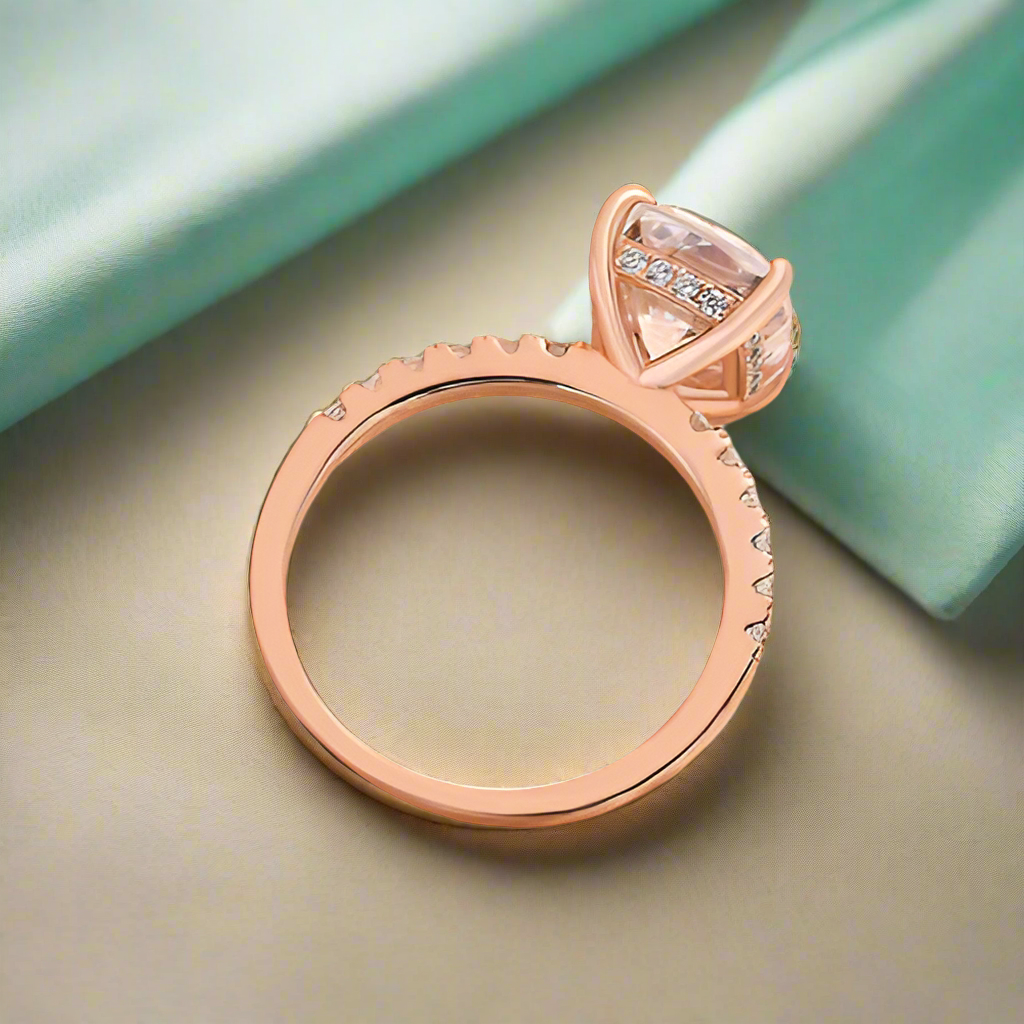 14k Rose Gold 3.0 Ct Cushion Cut Engagement Ring-Evani Naomi Jewelry