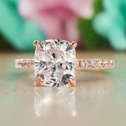 14k Rose Gold 3.0 Ct Cushion Cut Engagement Ring-Evani Naomi Jewelry