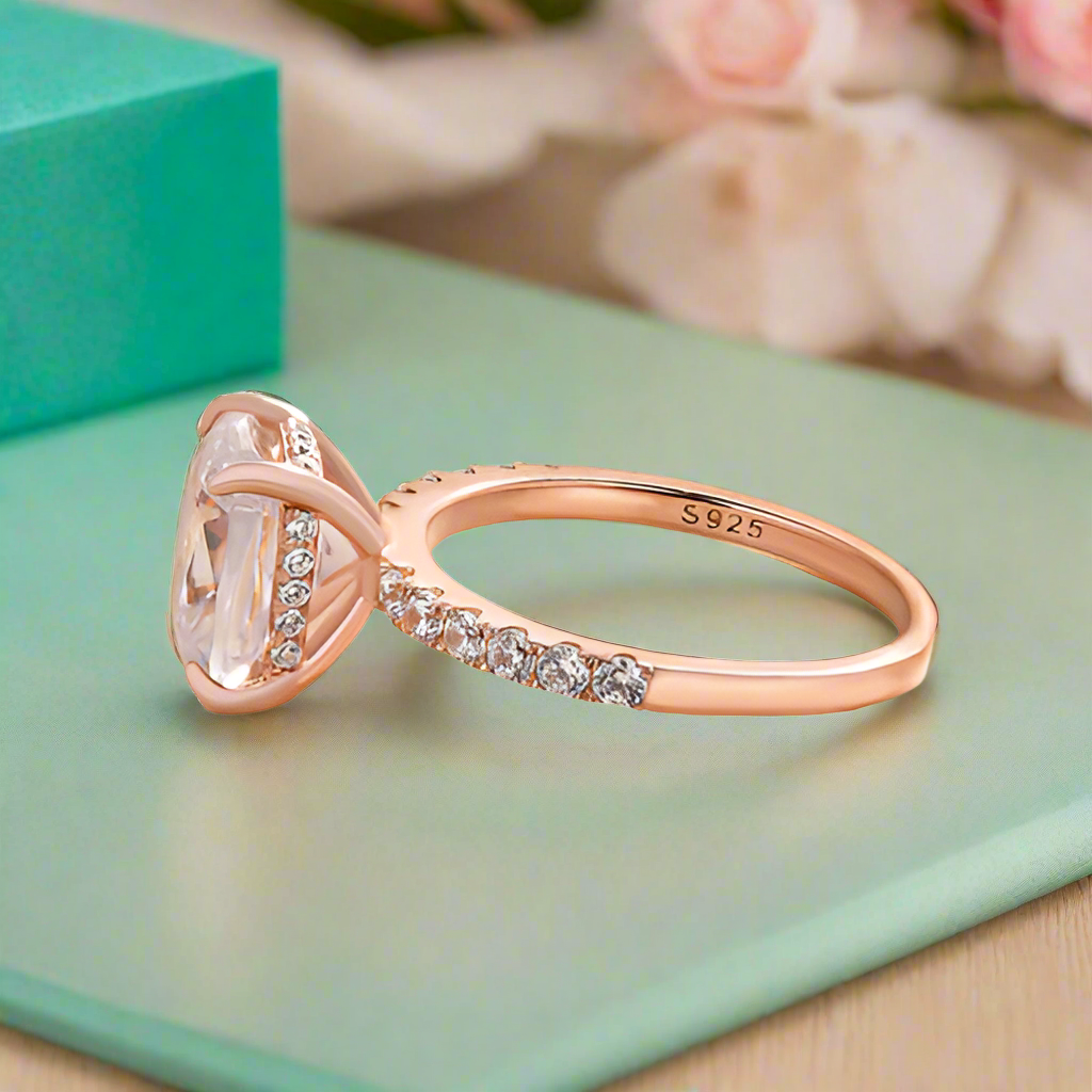 14k Rose Gold 3.0 Ct Cushion Cut Engagement Ring-Evani Naomi Jewelry