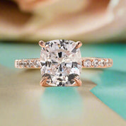 14k Rose Gold 3.0 Ct Cushion Cut Engagement Ring-Evani Naomi Jewelry