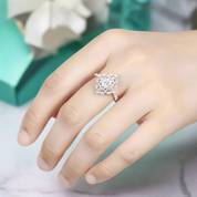 14k Rose Gold Double Halo Oval Cut Engagement Ring-Evani Naomi Jewelry