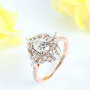 14k Rose Gold Double Halo Oval Cut Engagement Ring-Evani Naomi Jewelry