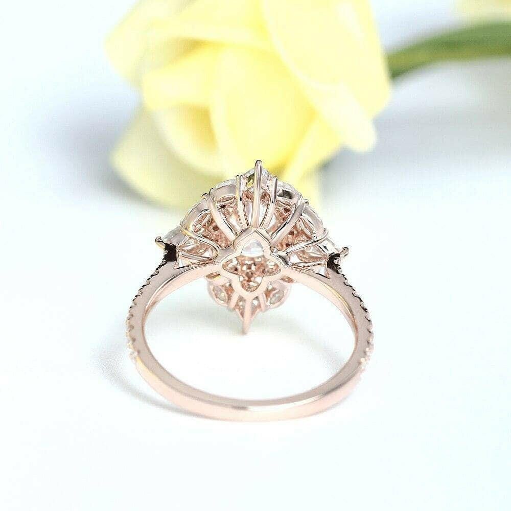 14k Rose Gold Double Halo Oval Cut Engagement Ring-Evani Naomi Jewelry