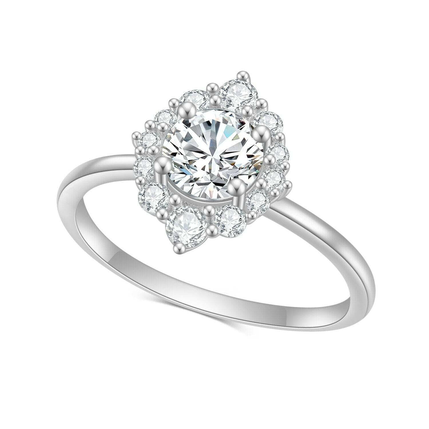 14k Round Cut Diamond Halo Engagement Ring-Evani Naomi Jewelry