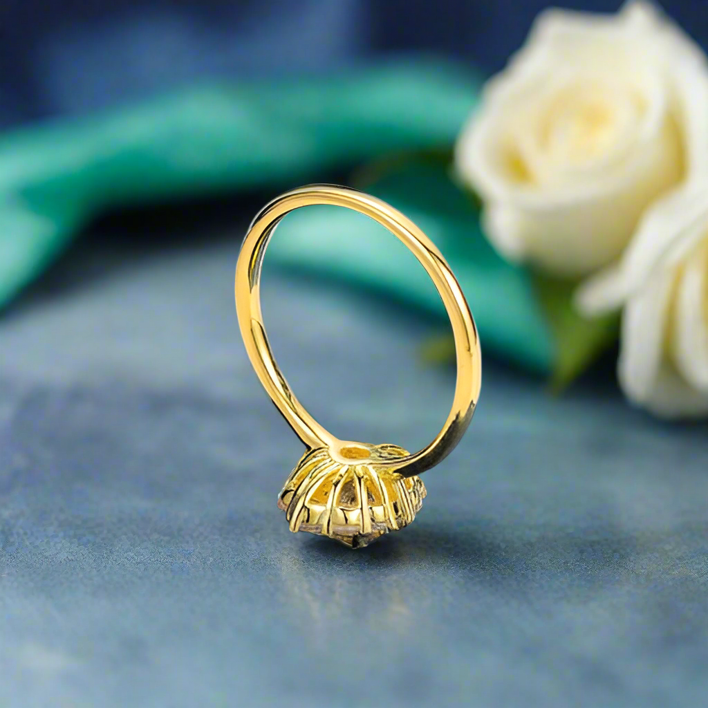 14k Round Cut Diamond Halo Engagement Ring-Evani Naomi Jewelry