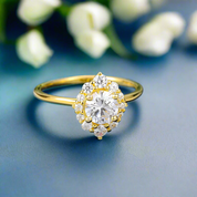 14k Round Cut Diamond Halo Engagement Ring-Evani Naomi Jewelry