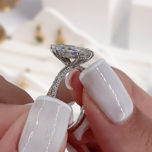 14k White Gold 1.5 Ct Marquise Cut Engagement Ring-Evani Naomi Jewelry