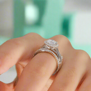 14k White Gold 2.0ct Round Cut Diamond Engagement Ring Set-Evani Naomi Jewelry