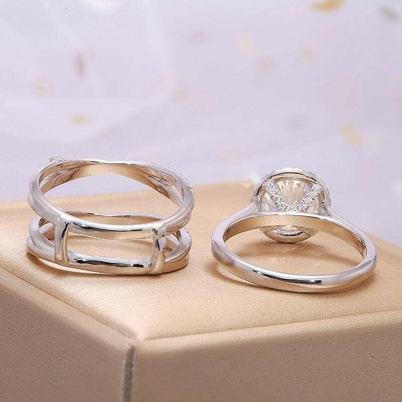 14k White Gold 2.0ct Round Cut Diamond Engagement Ring Set-Evani Naomi Jewelry
