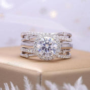 14k White Gold 2.0ct Round Cut Diamond Engagement Ring Set-Evani Naomi Jewelry