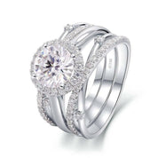 14k White Gold 2.0ct Round Cut Diamond Engagement Ring Set-Evani Naomi Jewelry