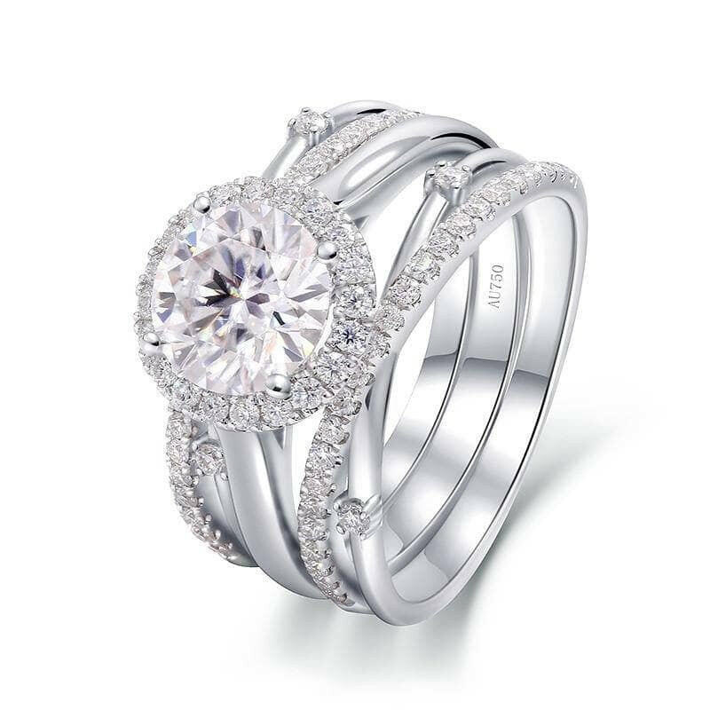 14k White Gold 2.0ct Round Cut Diamond Engagement Ring Set-Evani Naomi Jewelry