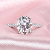 14k White Gold 3.0 Ct Oval Cut Engagement Ring-Evani Naomi Jewelry