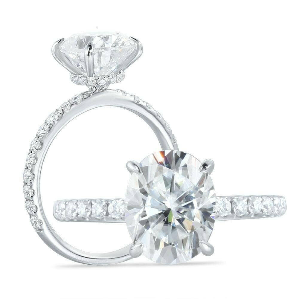 14k White Gold 3.0 Ct Oval Cut Engagement Ring-Evani Naomi Jewelry