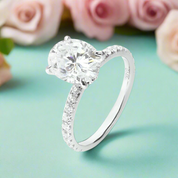 14k White Gold 3.0 Ct Oval Cut Engagement Ring-Evani Naomi Jewelry