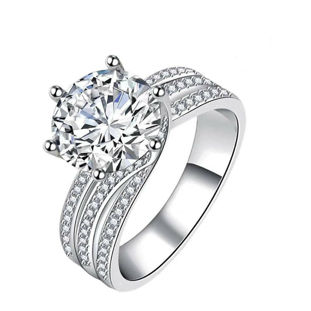 14k White Gold 3ct Full Diamond Ring-Evani Naomi Jewelry