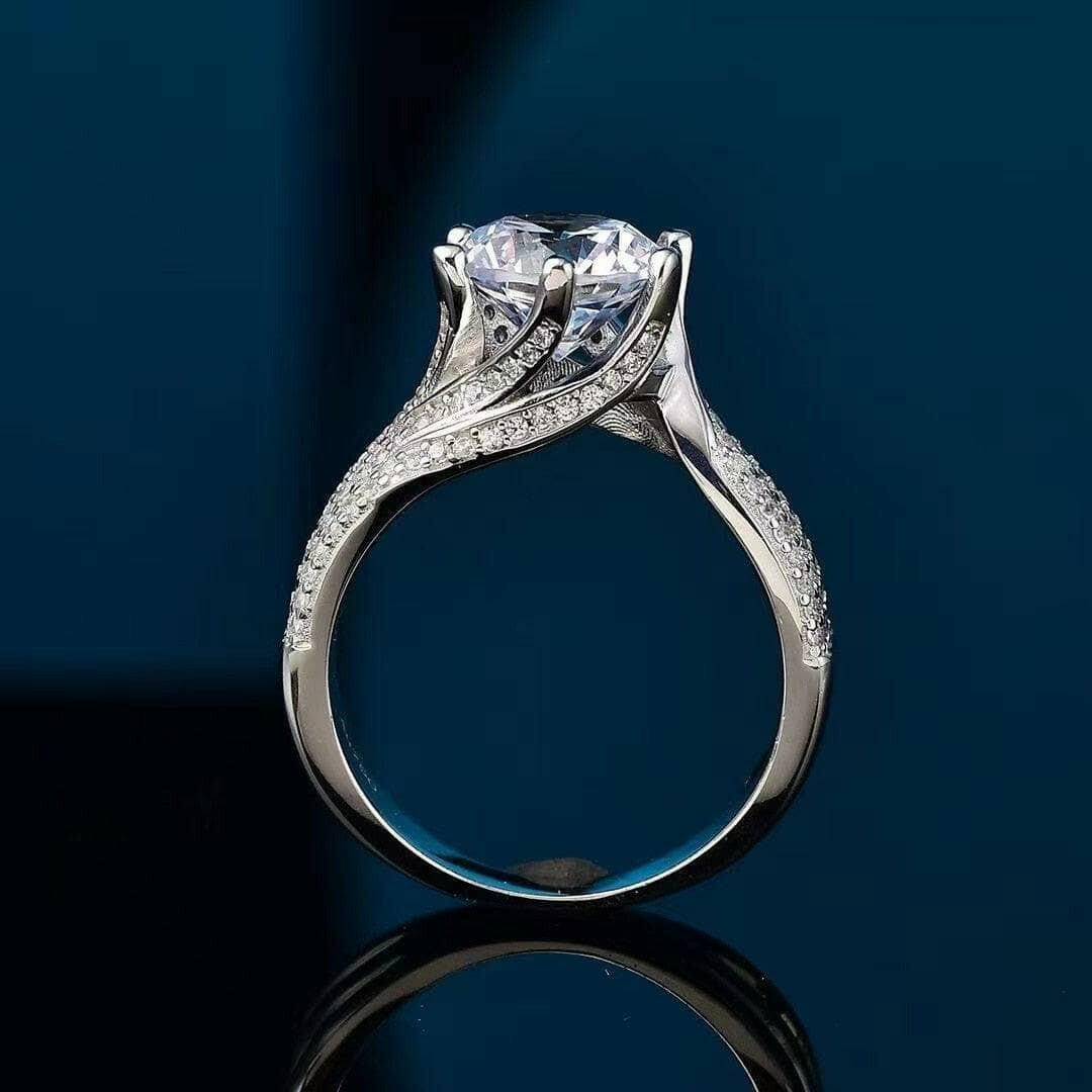 14k White Gold 3ct Round Diamond Wedding Ring-Evani Naomi Jewelry