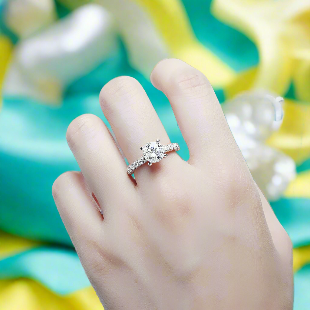 14k White Gold Diamond Engagement Ring-Evani Naomi Jewelry