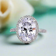 14k White Gold Oval Cut Diamond Engagement Ring-Evani Naomi Jewelry