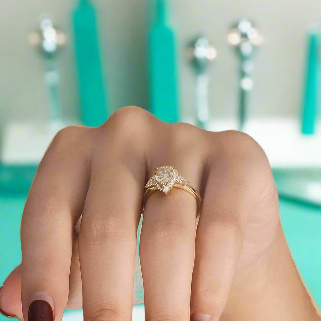 1.0 Ct Pear Cut Diamond Engagement Ring-Evani Naomi Jewelry