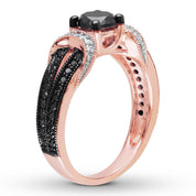 1.0 Ct Round Cut Black and White Diamond Engagement Ring-Evani Naomi Jewelry