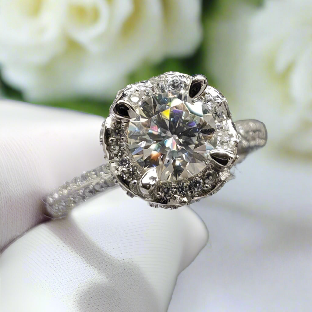 1.0 Ct Round Cut Diamond Engagement Ring-Evani Naomi Jewelry