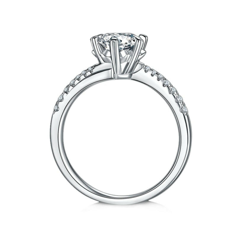 1.0 ct Round Cut Snowflake Diamond Engagement Ring-Evani Naomi Jewelry