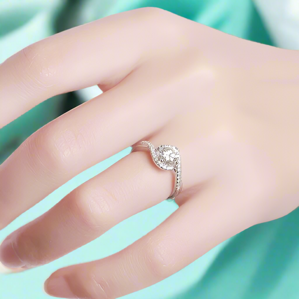 1.0 ct Round Diamond Twist Band Engagement Ring-Evani Naomi Jewelry