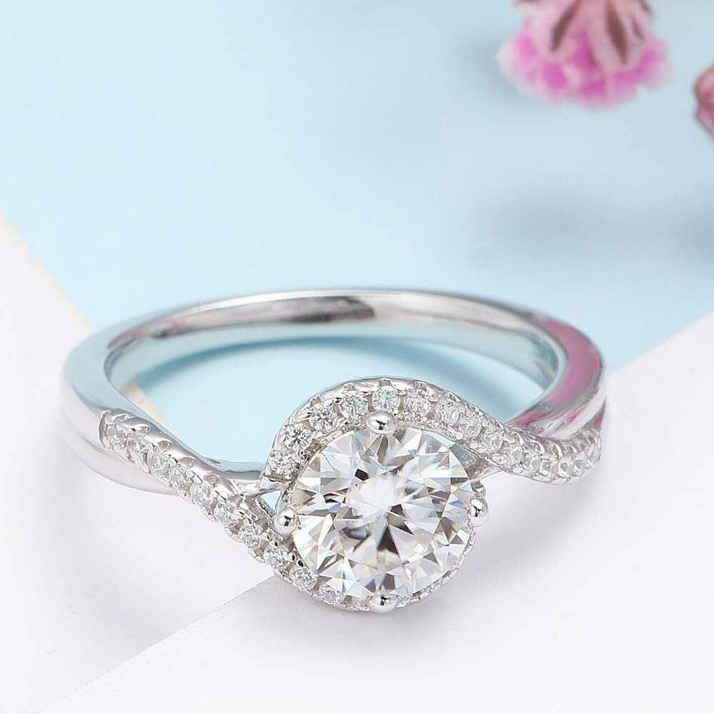1.0 ct Round Diamond Twist Band Engagement Ring-Evani Naomi Jewelry