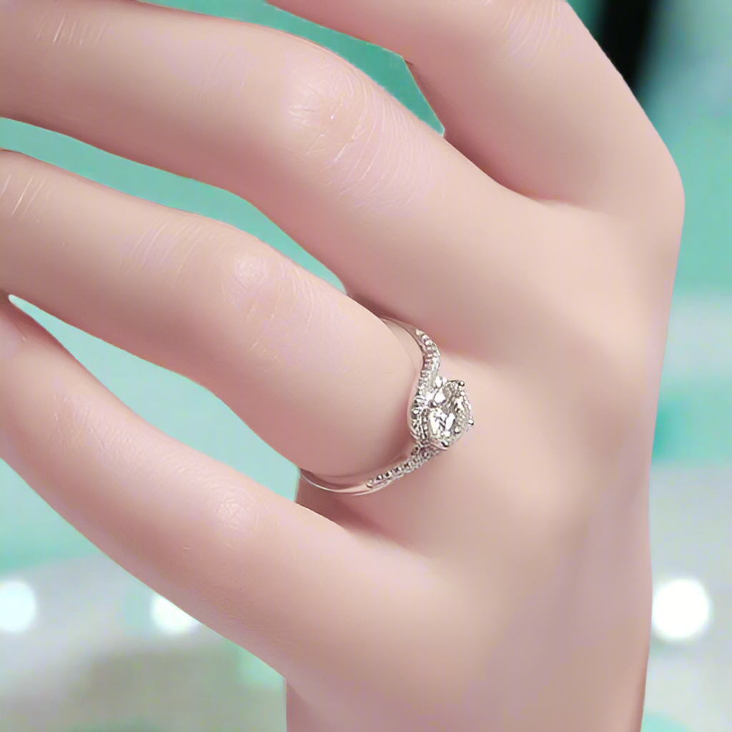 1.0 ct Round Diamond Twist Band Engagement Ring-Evani Naomi Jewelry