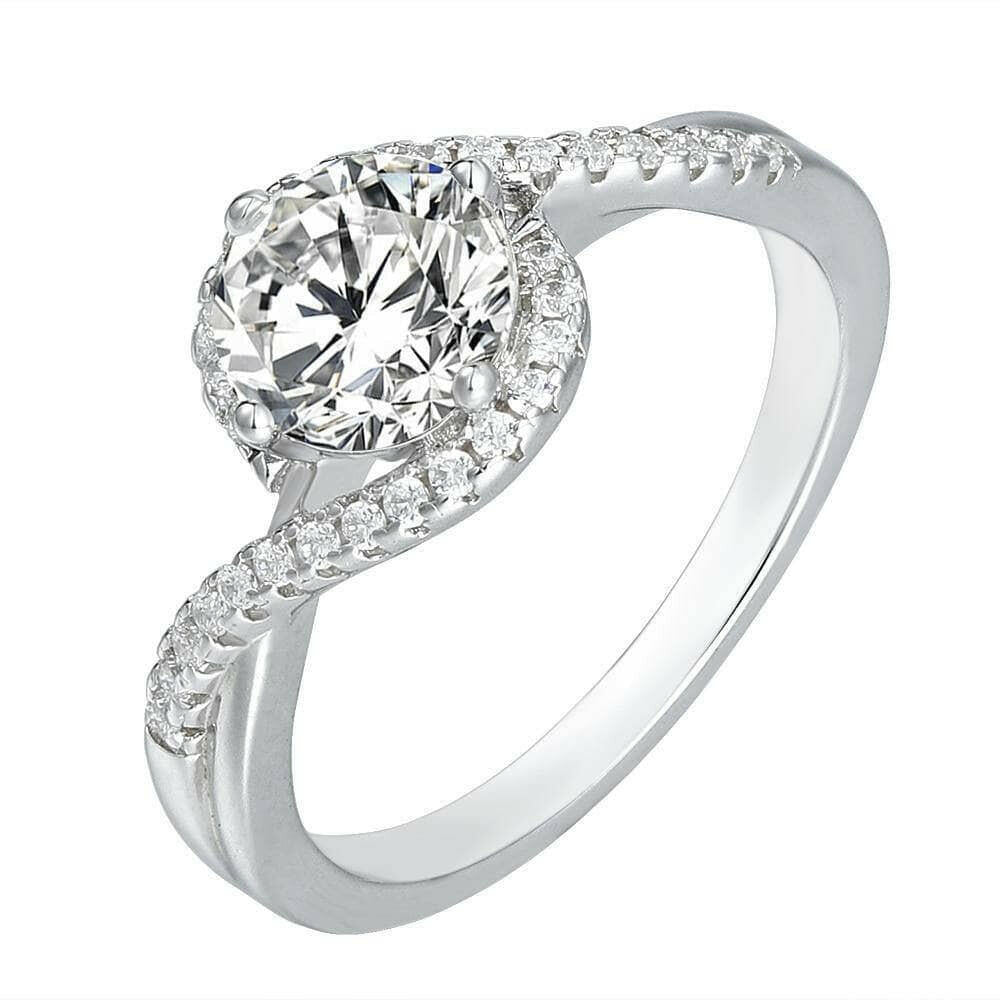 1.0 ct Round Diamond Twist Band Engagement Ring-Evani Naomi Jewelry