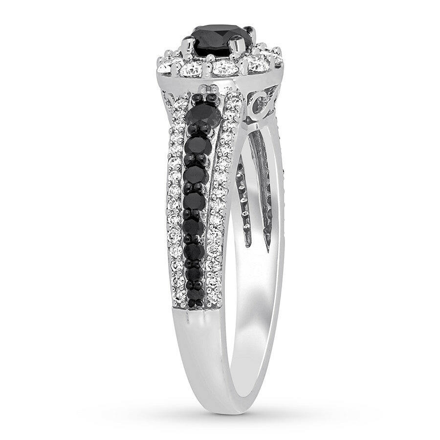 1.00 Ct Round Cut Black Diamond Engagement Ring-Evani Naomi Jewelry