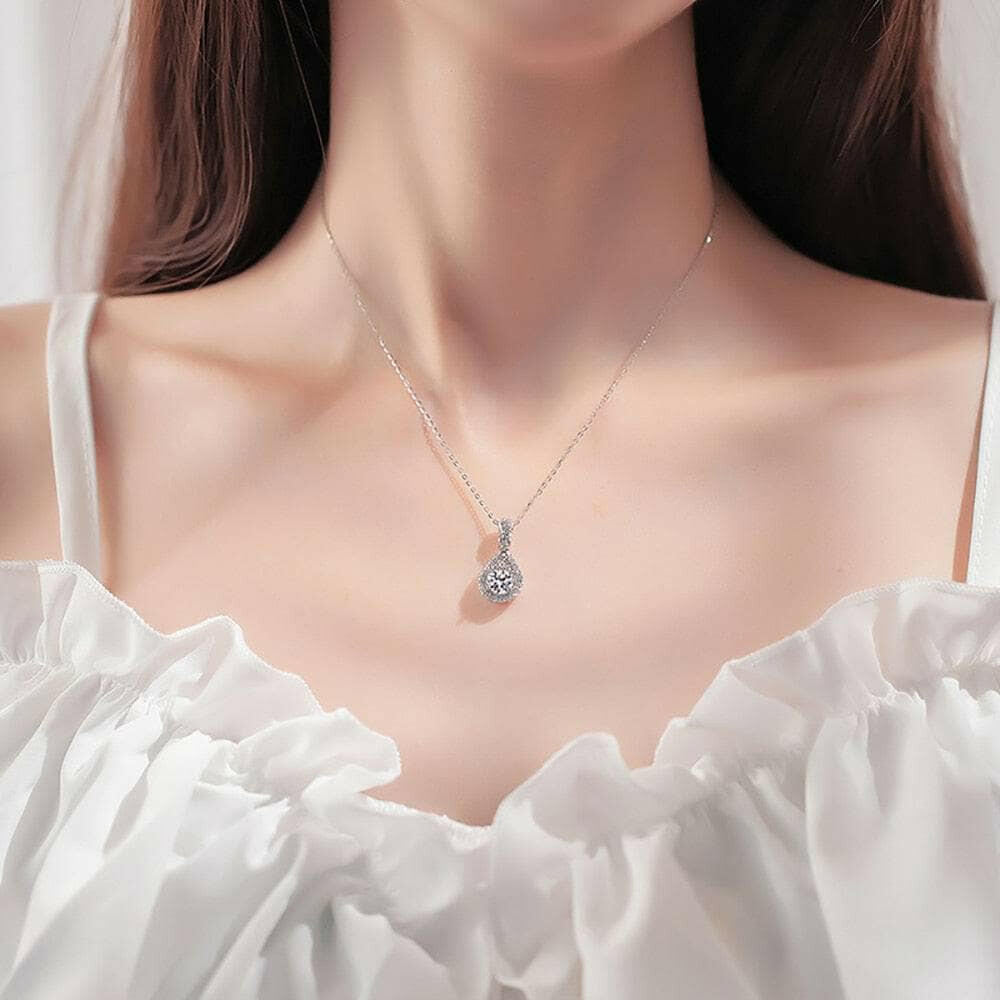 1.00 ct 6.5mm Diamond Water Drop Necklace-Evani Naomi Jewelry