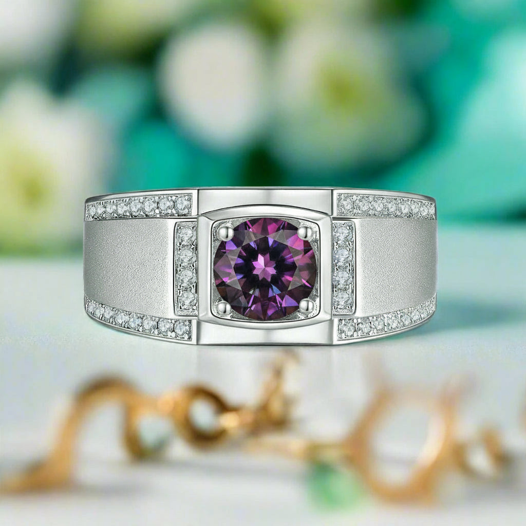 1.00 ct Diamond Channel Side Stones Men's Ring-Evani Naomi Jewelry