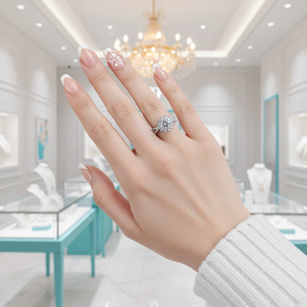 1.00 ct Diamond Flower Engagement Ring-Evani Jewelry