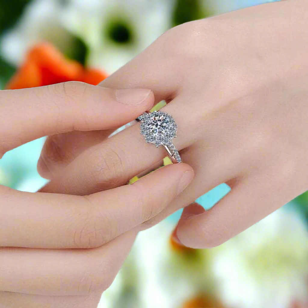 1.00 ct Diamond Flower Engagement Ring-Evani Naomi Jewelry