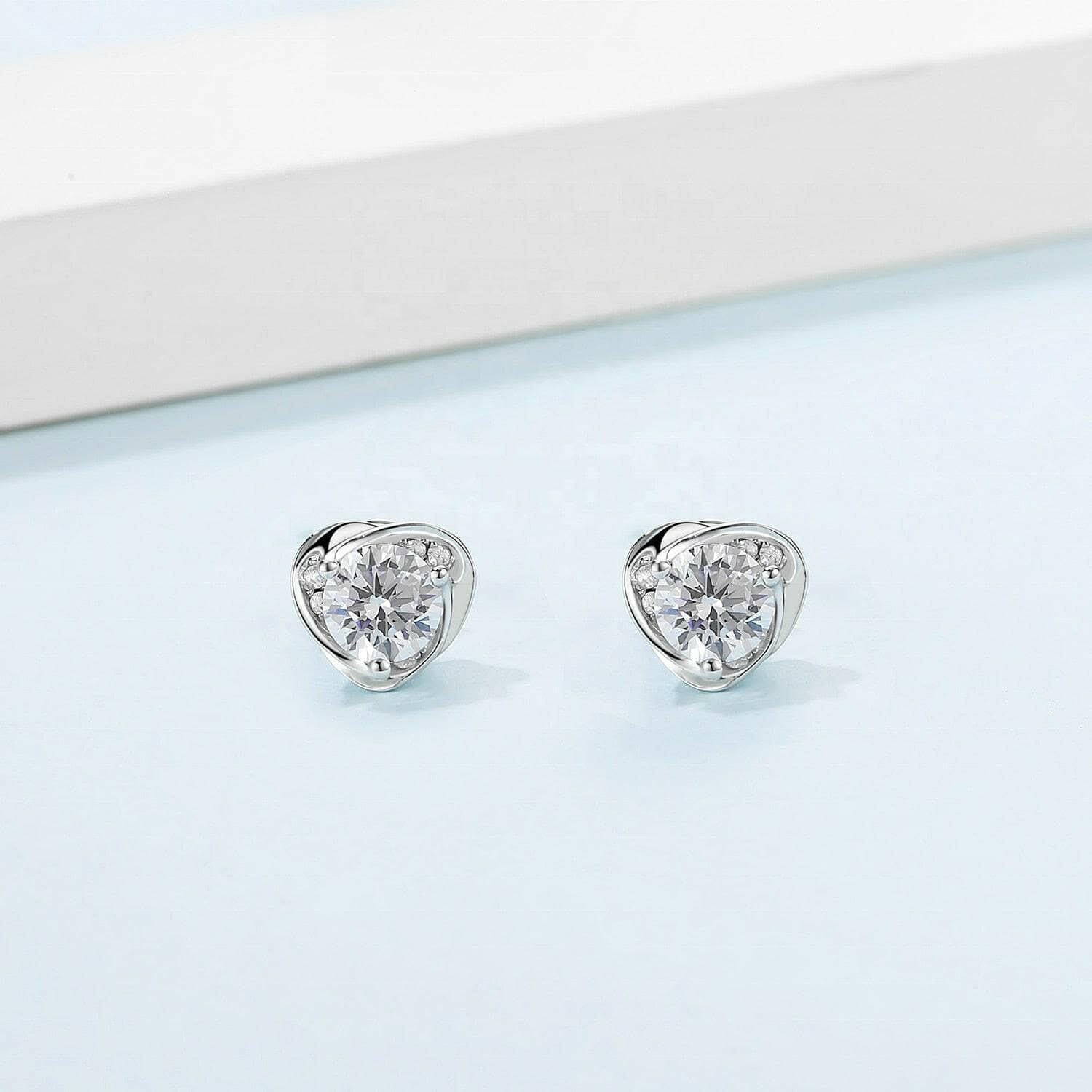 1.00 ct Diamond Heart Shaped Stud Earrings-Evani Naomi Jewelry
