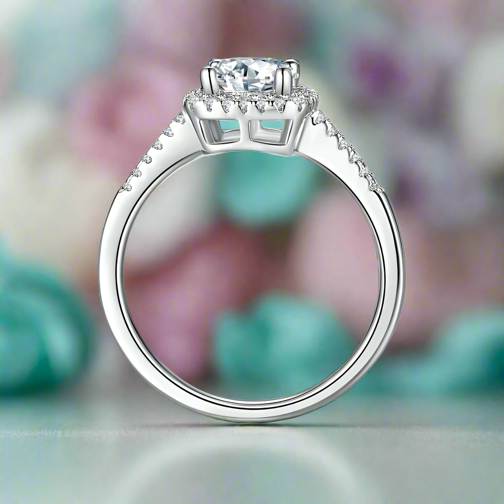 1.00 ct Diamond Square Halo Engagement Ring-Evani Naomi Jewelry