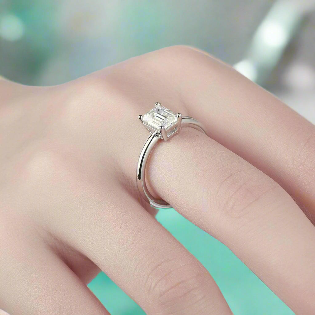 1.00 ct Emerald-cut Diamond Solitaire Engagement Ring-Evani Naomi Jewelry