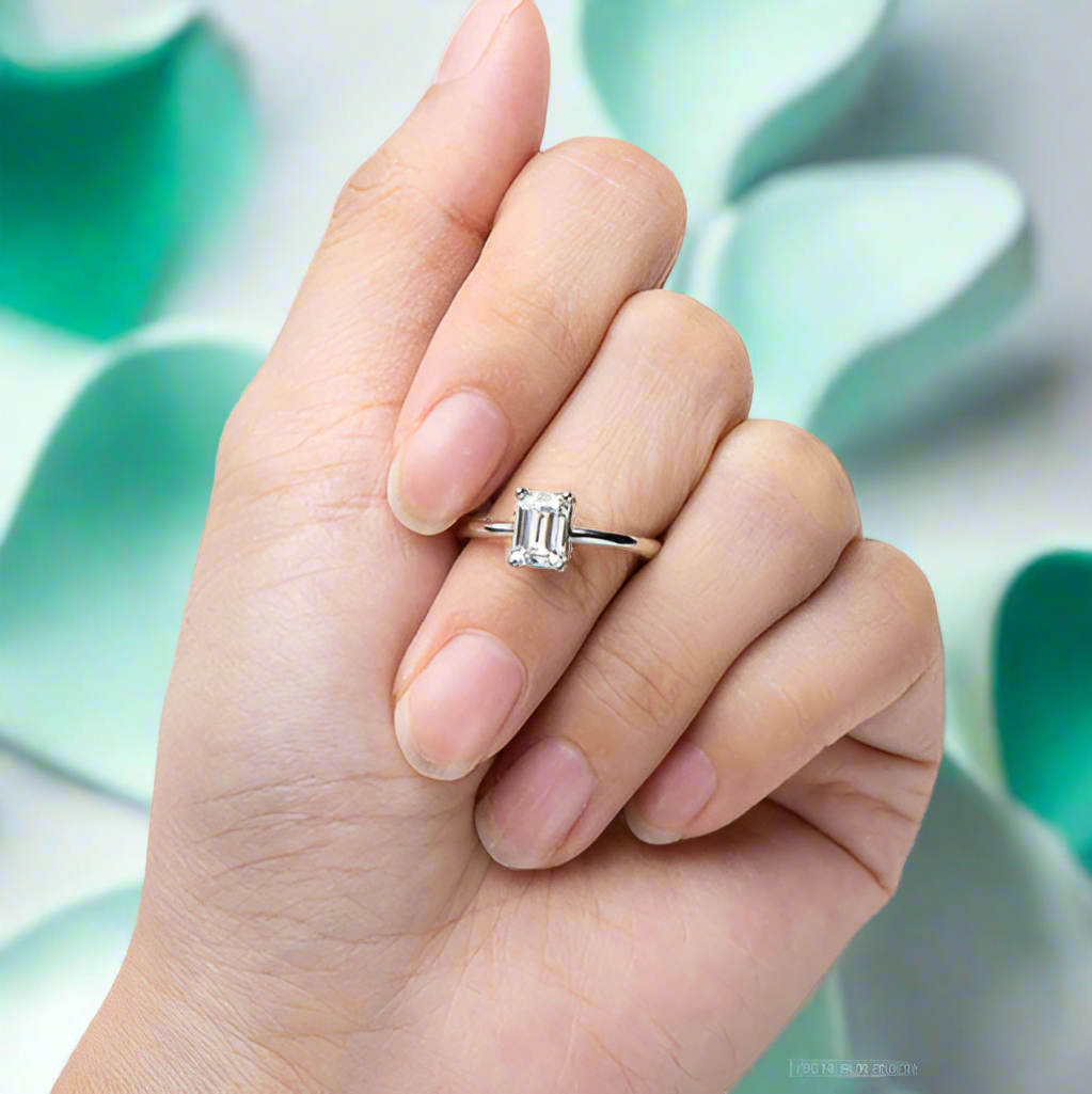 1.00 ct Emerald-cut Diamond Solitaire Engagement Ring-Evani Naomi Jewelry