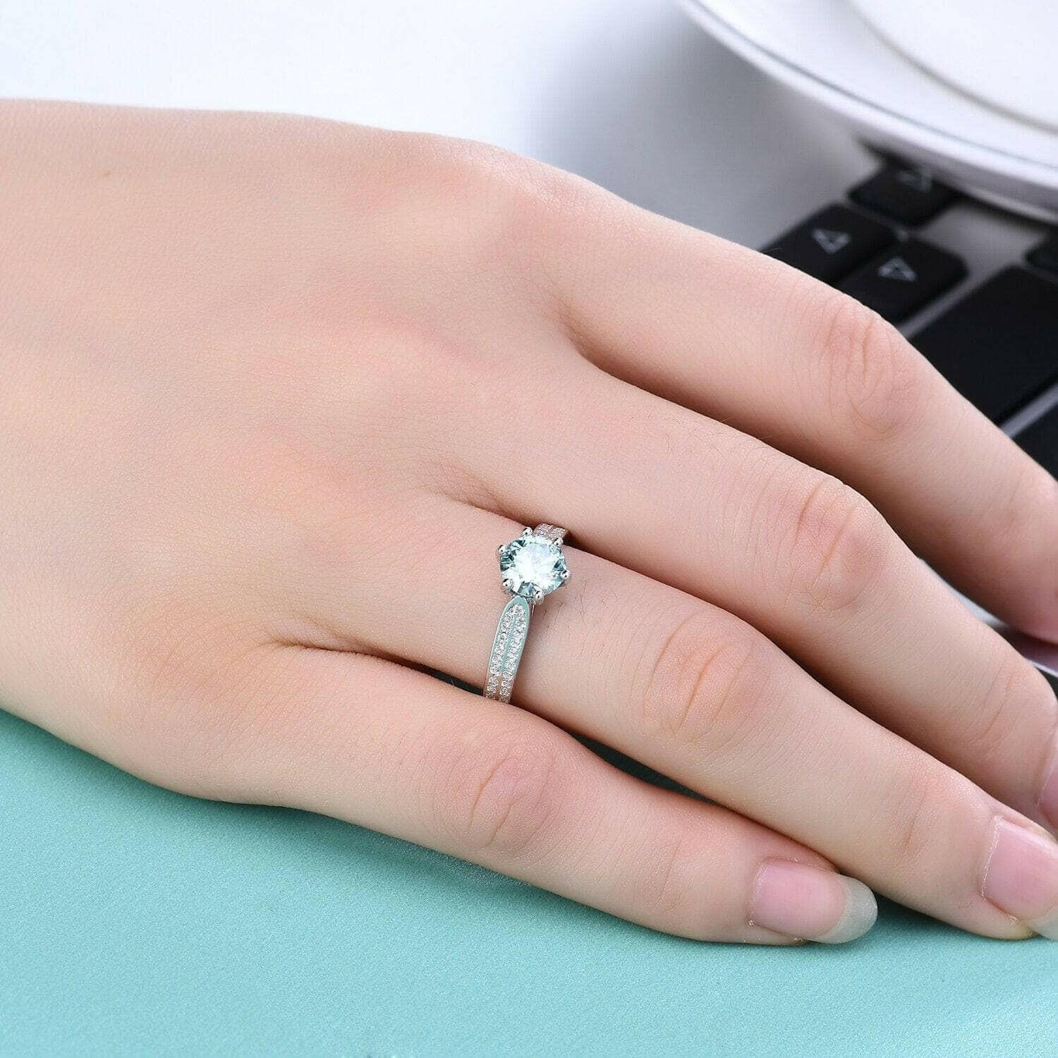 1.00 ct Green Diamond Engagement Ring-Evani Naomi Jewelry