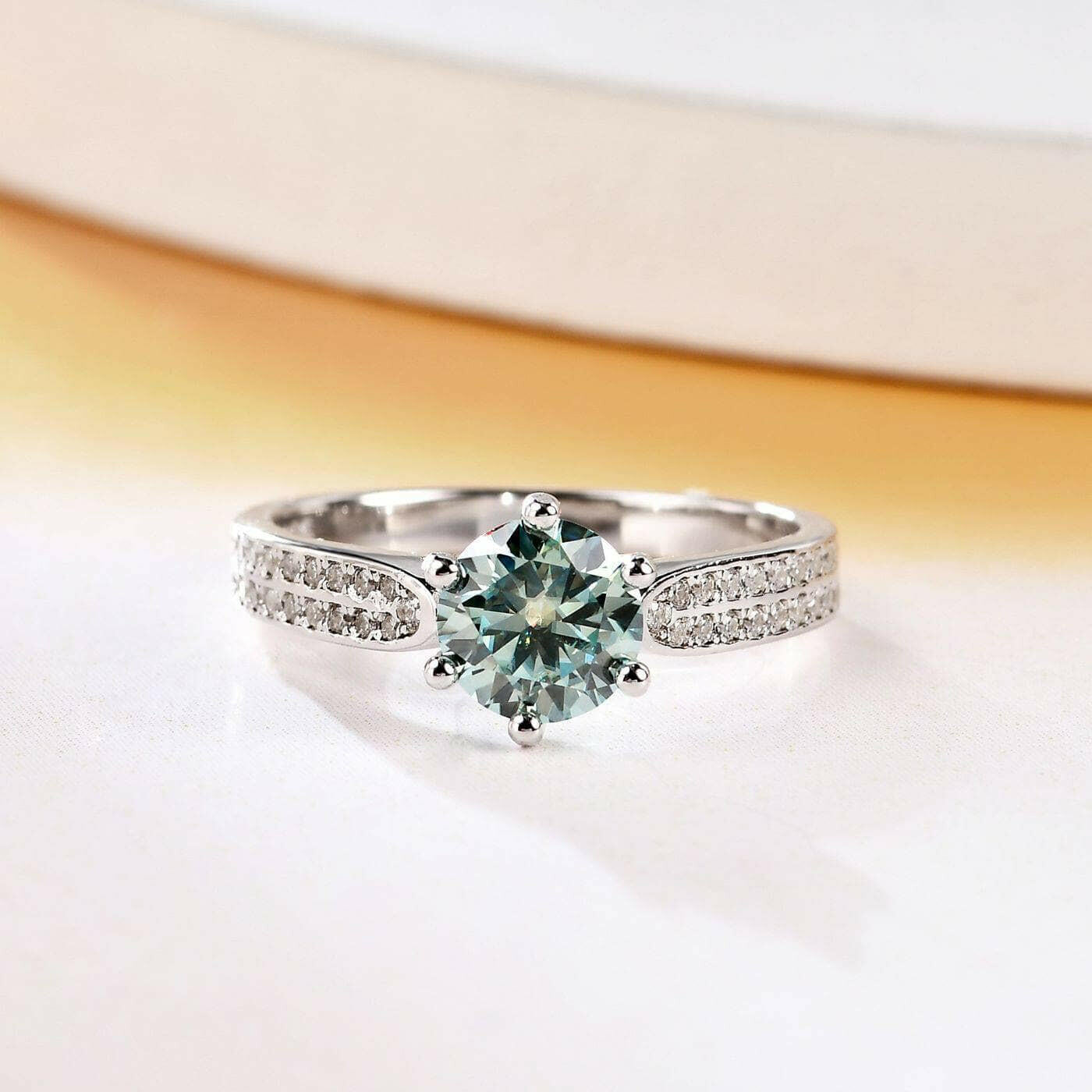 1.00 ct Green Diamond Engagement Ring-Evani Naomi Jewelry